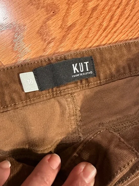 Kut from the Kloth Brown Corduroy Catherine Boyfriend Straight Leg Pant Size 10 - Picture 5 of 8